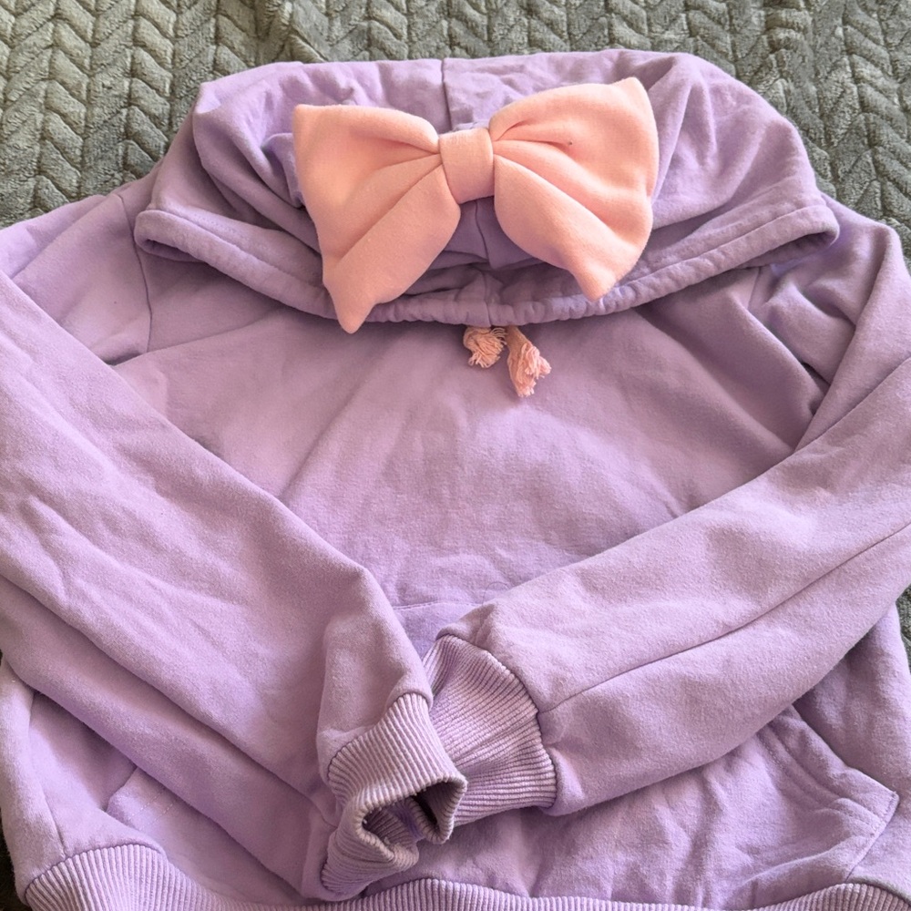Lola + The Boys Purple Hoodie with Pink Bow